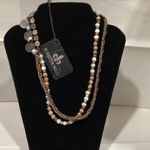 Brown and Cream Beaded Necklace